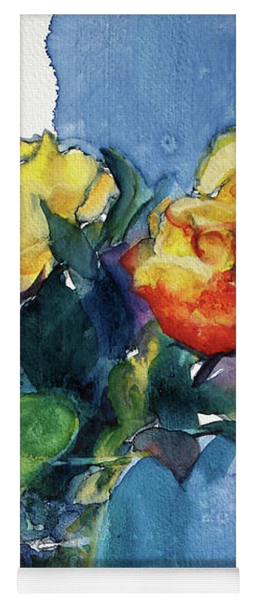 Paintings Yoga Mat featuring the painting Roses in Vase Still Life I by Kathy Braud