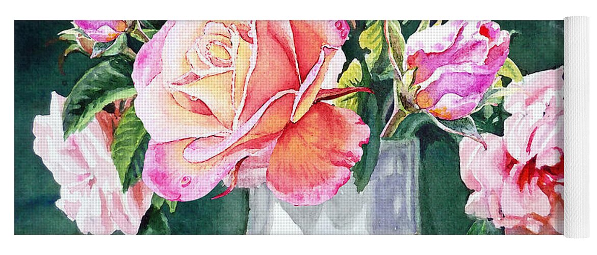 Light Yoga Mat featuring the painting Roses Under The Sun by Irina Sztukowski