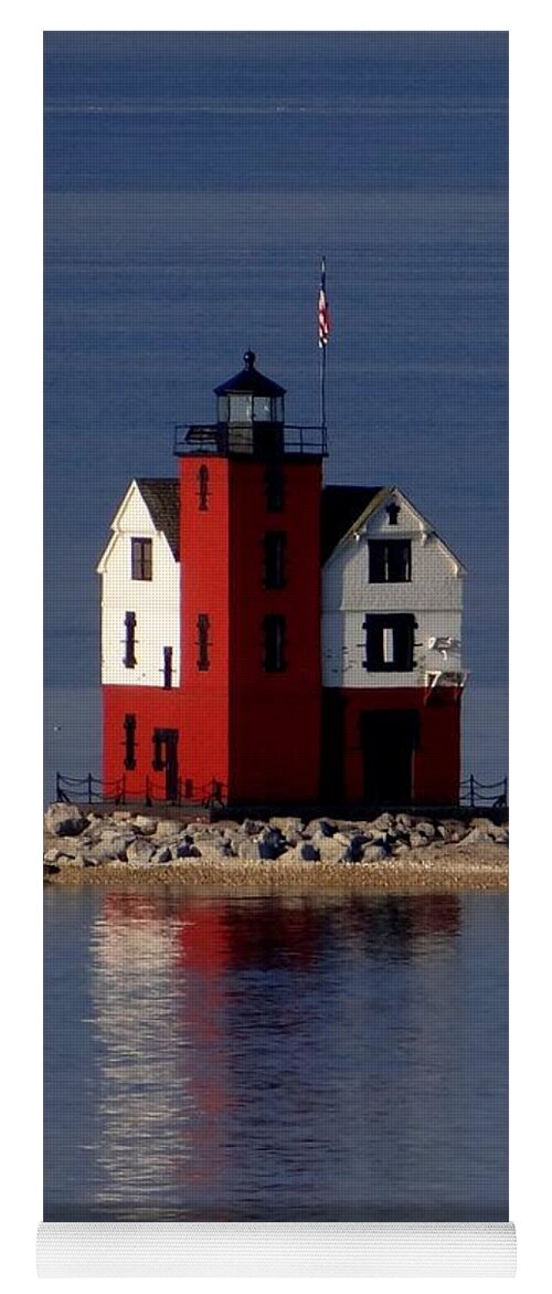 Round Island Lighthouse Yoga Mat featuring the photograph Round Island Lighthouse in the Morning by Keith Stokes