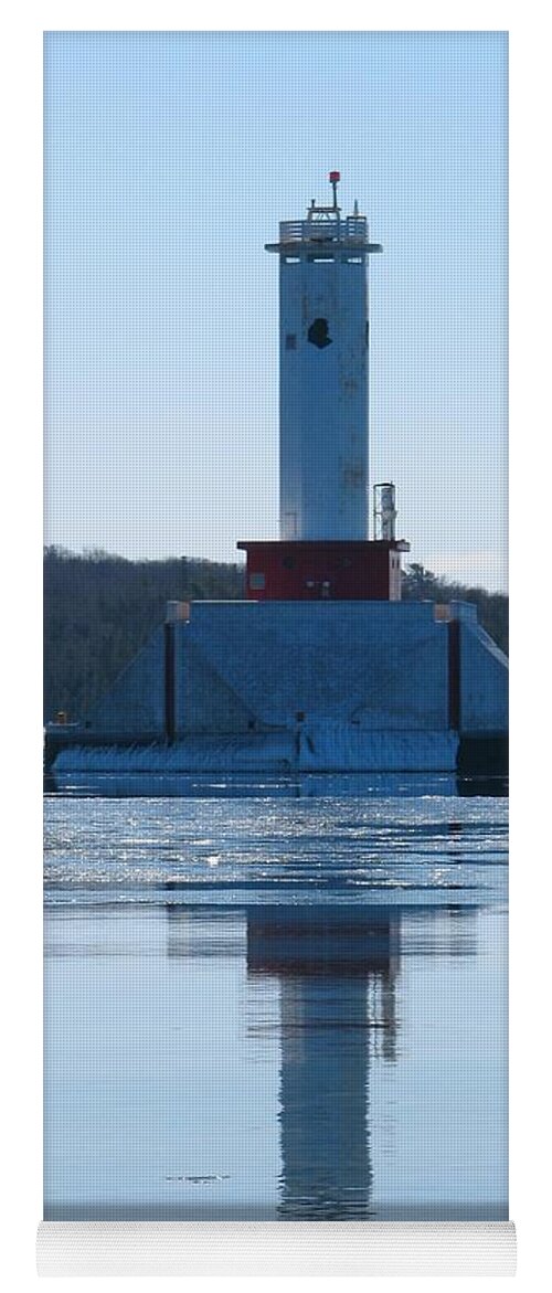 Lighthouse Yoga Mat featuring the photograph Round Island Passage Light in Winter by Keith Stokes