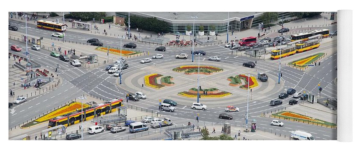 Warsaw Yoga Mat featuring the photograph Roundabout in Warsaw by Chevy Fleet
