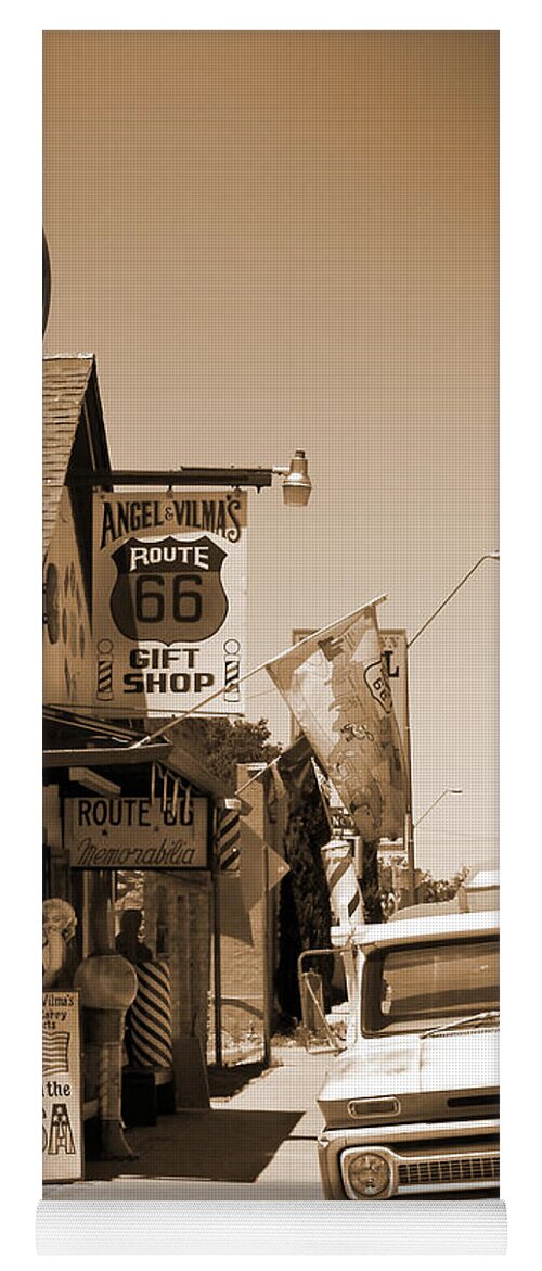 Big Star Sign Yoga Mat featuring the photograph Route 66 - Angel and Vilma's by Mike McGlothlen