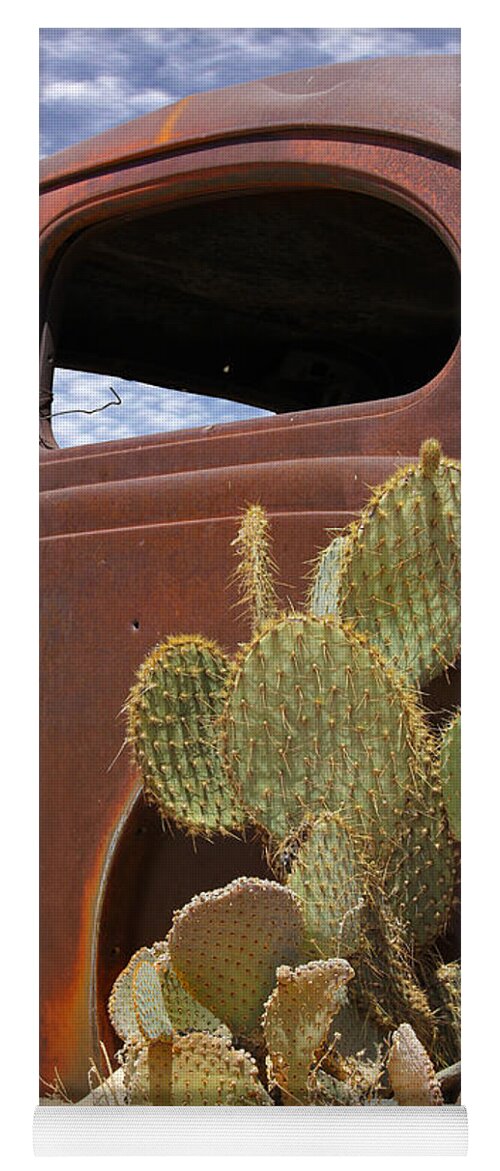 Southwest Yoga Mat featuring the photograph Route 66 Cactus by Mike McGlothlen