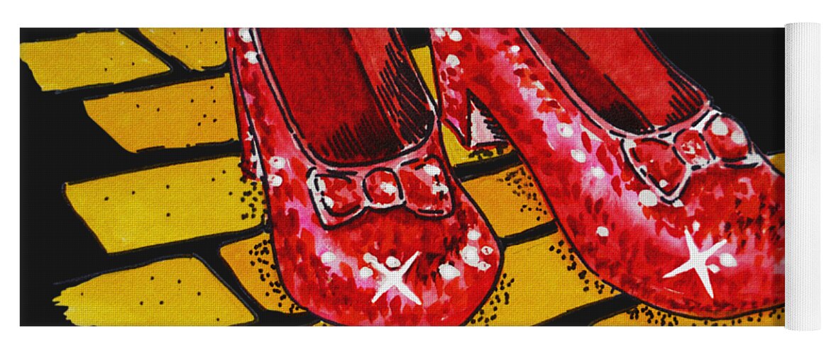 Wizard Of Oz Yoga Mat featuring the painting Ruby Slippers From Wizard Of Oz by Irina Sztukowski