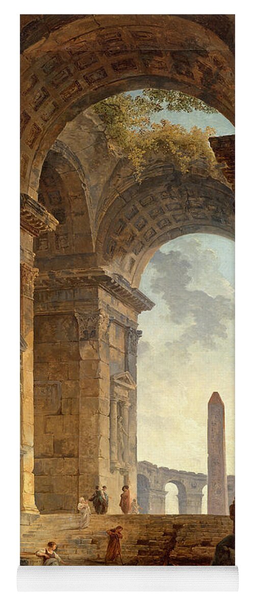 Hubert Robert Yoga Mat featuring the painting Ruins with an Obelisk in the Distance  by Hubert Robert