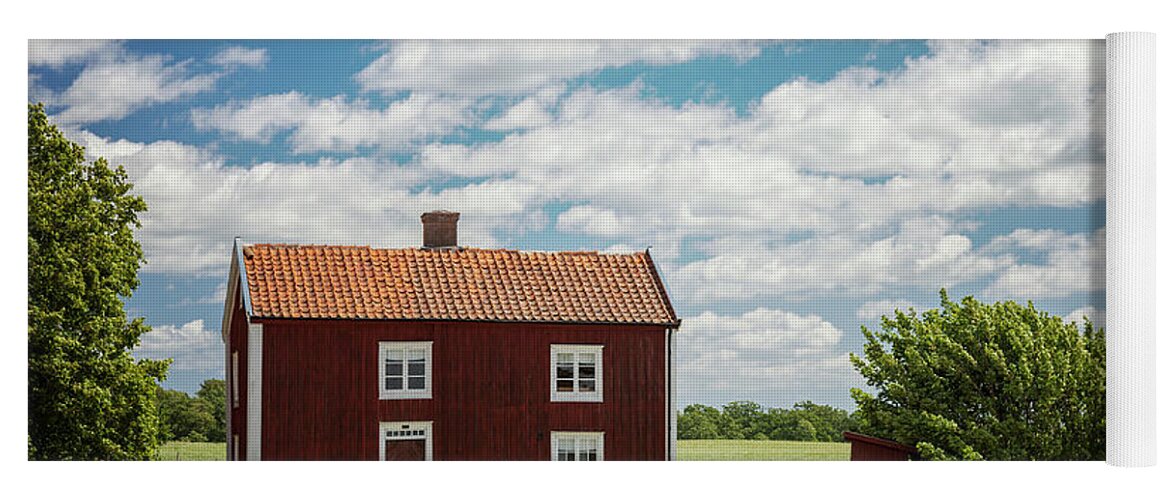 Field Yoga Mat featuring the photograph Rural Swedish farmhouse by Sophie McAulay