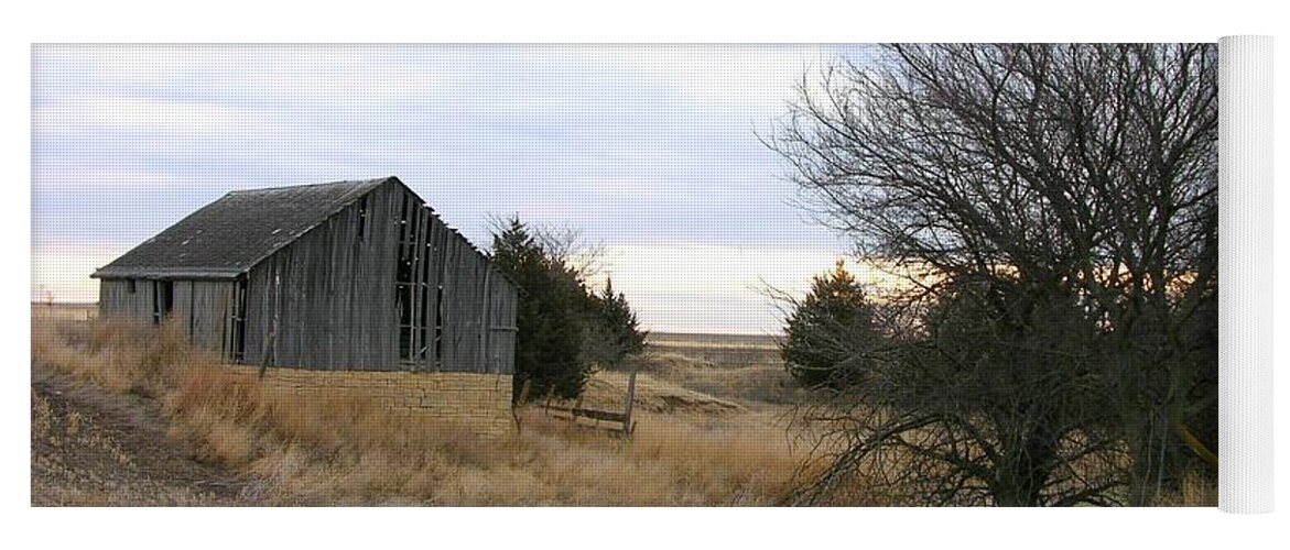 Kansas Yoga Mat featuring the photograph Russell County Barn by Keith Stokes