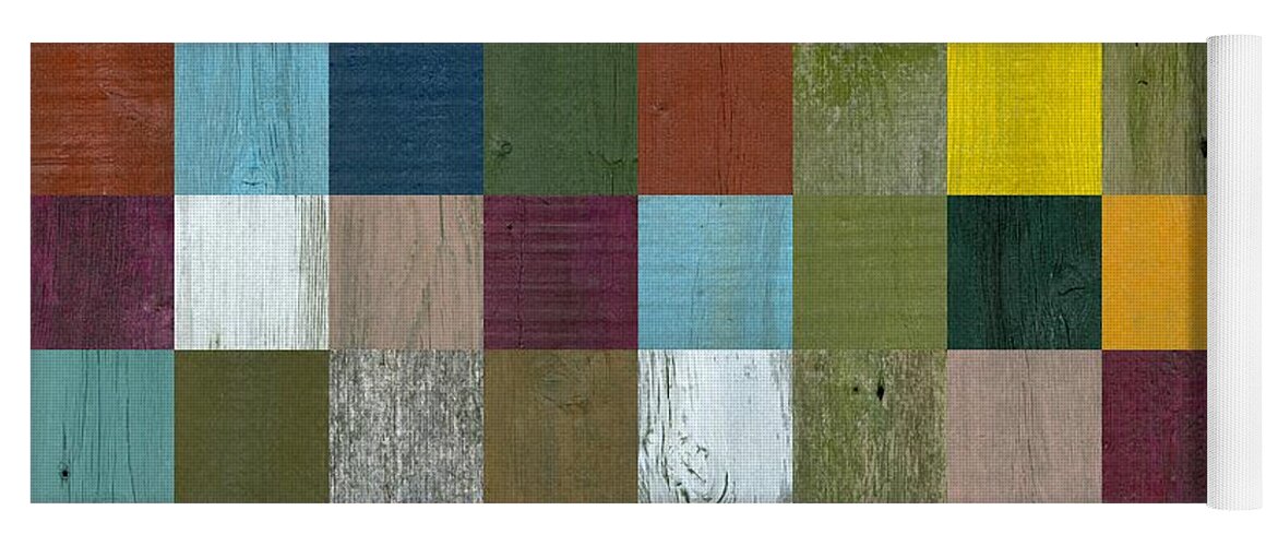 Textured Yoga Mat featuring the digital art Rustic Wooden Abstract by Michelle Calkins