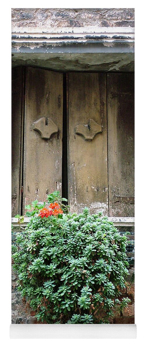 Venice Yoga Mat featuring the photograph Rustic Wooden Window Shutters by Donna Corless