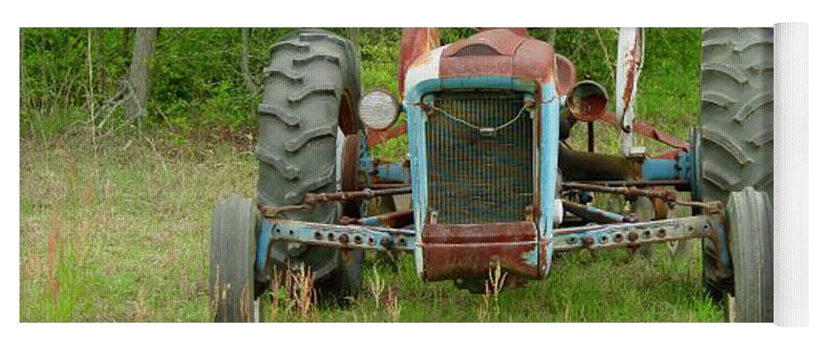 Tractor Yoga Mat featuring the photograph Rusty Tractor by Quwatha Valentine