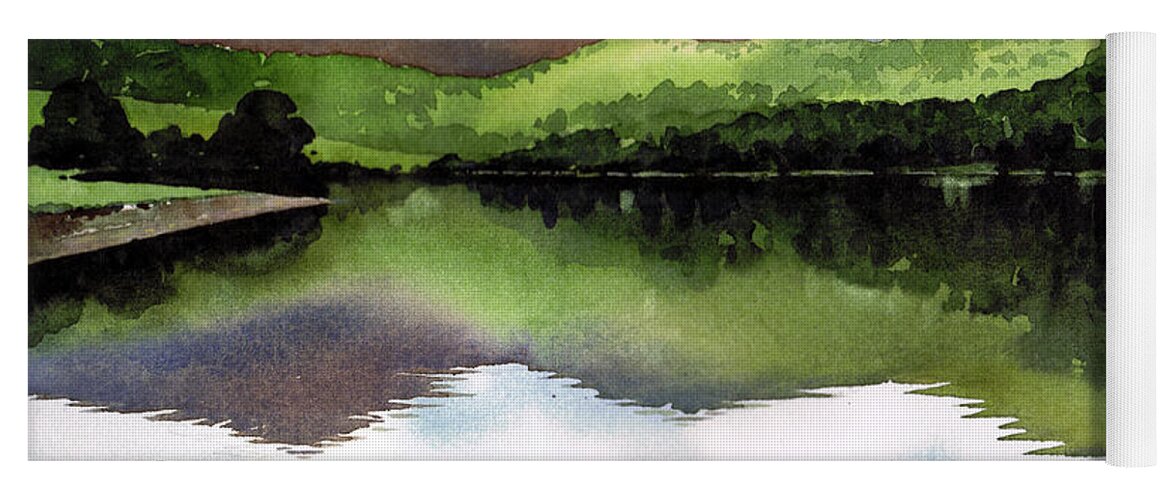Watercolour Lanndscape Yoga Mat featuring the painting Rydal Water by Paul Dene Marlor