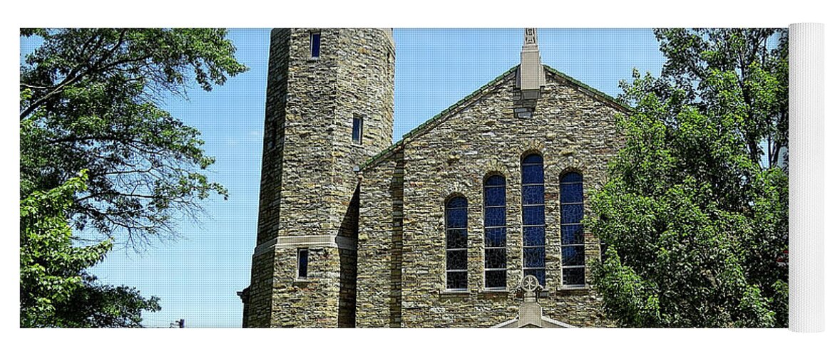 Catholic Church Yoga Mat featuring the photograph Sacred Heart Catholic Church in Riverton New Jersey by Linda Stern