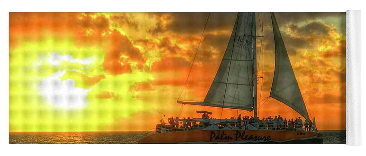Sunset Yoga Mat featuring the photograph Sail into the Sunset by Debbi Granruth