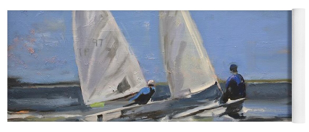 Hobie Yoga Mat featuring the painting Sail Racers by Donna Tuten