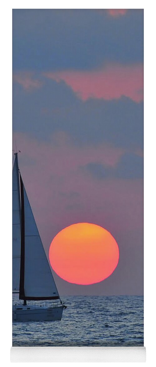 Sail Boats Yoga Mat featuring the photograph Sailboat at sunset by Shay Levy