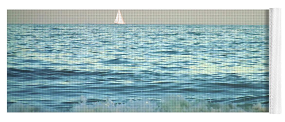 Beach Yoga Mat featuring the photograph Sailboat On The Horizon by D Hackett