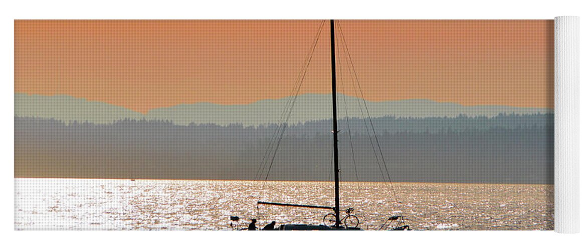 Landscape Yoga Mat featuring the photograph Sailboat with Bike by Brian O'Kelly