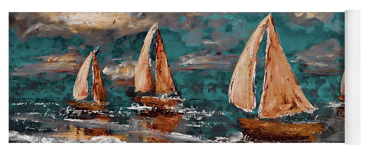 Keys Yoga Mat featuring the mixed media Sailing Into The Blue Moon by Ken Figurski