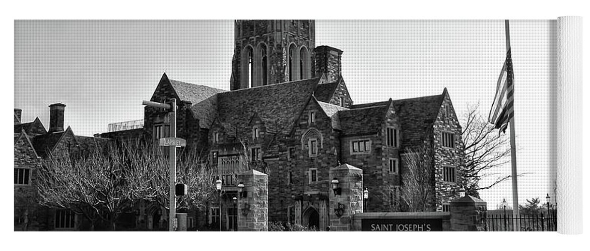 Saint Yoga Mat featuring the photograph Saint Josephs - Philadelphia Pennsylvania in Black and White by Bill Cannon