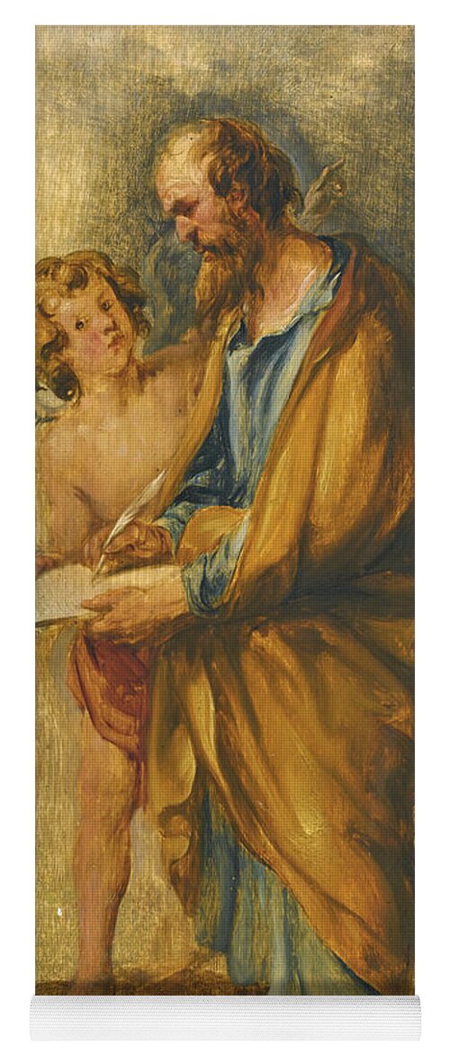 Follower Of Peter Paul Rubens Yoga Mat featuring the painting Saint Matthew by Follower of Peter Paul Rubens