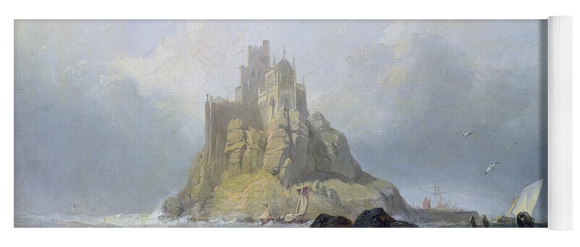 Michael Yoga Mat featuring the painting Saint Michael's Mount in Cornwall by William Clarkson Stanfield