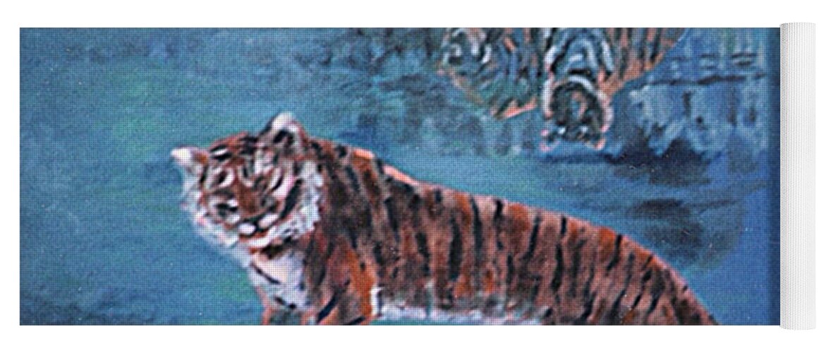 Tiger Yoga Mat featuring the painting Salvato dalle acque by Enrico Garff