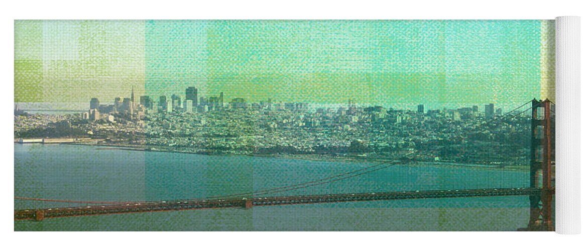 San Francisco Yoga Mat featuring the painting San Francisco Spring- Abstract Ar by Linda Woods