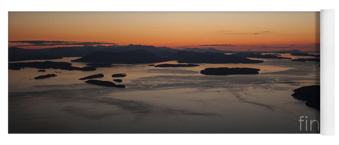 San Juan Islands Yoga Mat featuring the photograph San Juans Islands Aerial Sunset Calm Dusk by Mike Reid