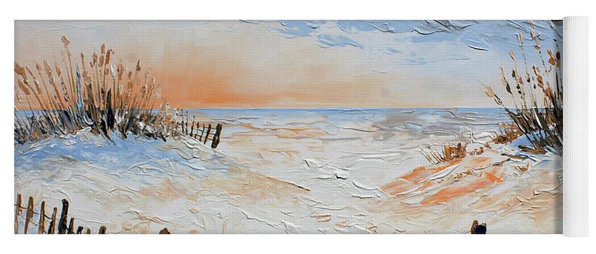 Beach Yoga Mat featuring the painting Sand Fences by William Love