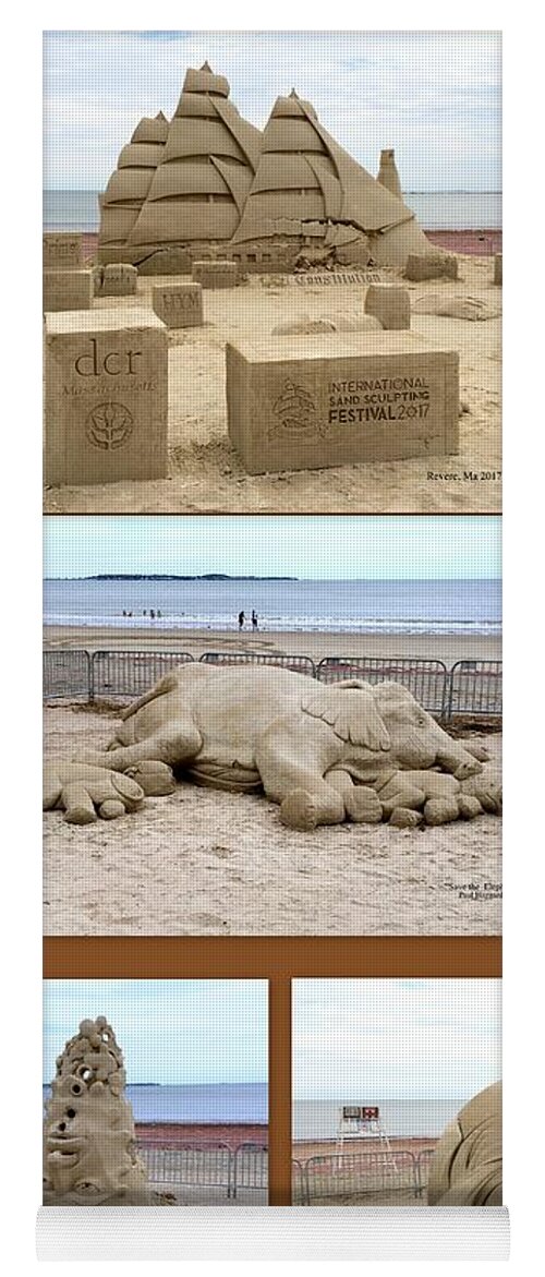 Sand Yoga Mat featuring the photograph Sand Sculpture Collage by Caroline Stella