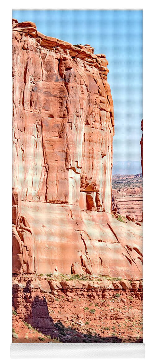 Moab Yoga Mat featuring the photograph Sandstone Butte and Canyon Floor, Arches National Park, Moab, Ut by A Macarthur Gurmankin