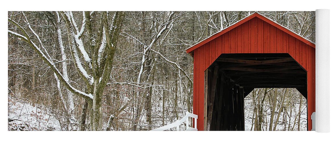 Landscape Yoga Mat featuring the photograph Sandy Creek Covered Bridge by Holly Ross