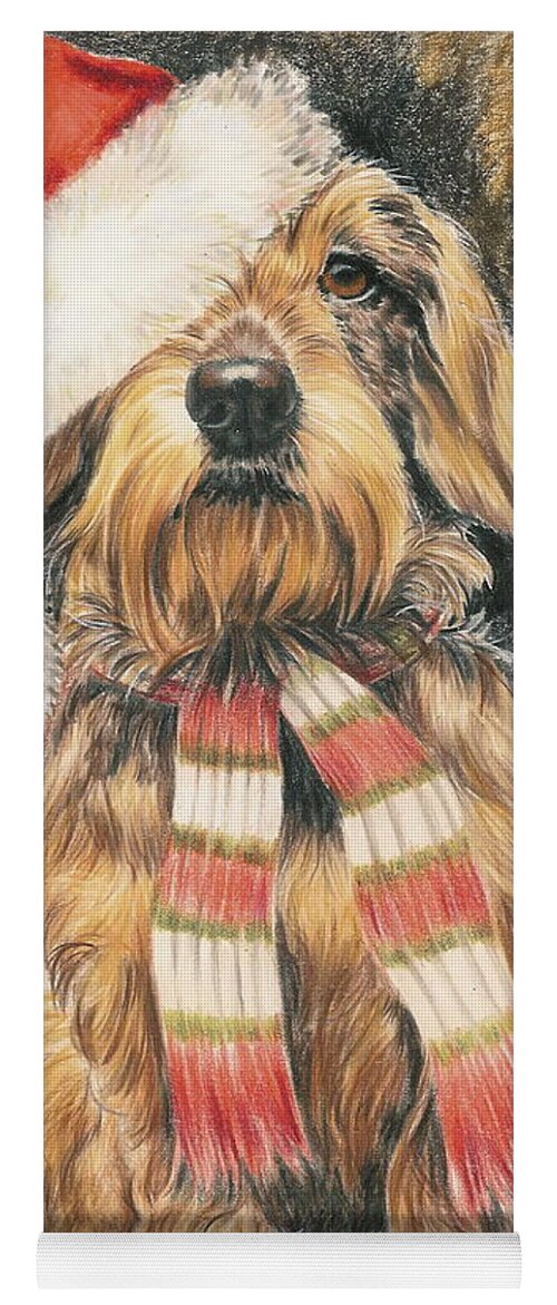 Hound Group Yoga Mat featuring the drawing Santas Little Yelper by Barbara Keith