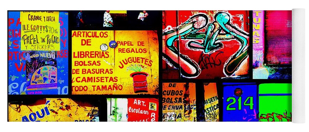 “latin America” Yoga Mat featuring the photograph Santiago Funky Walls by Funkpix Photo Hunter