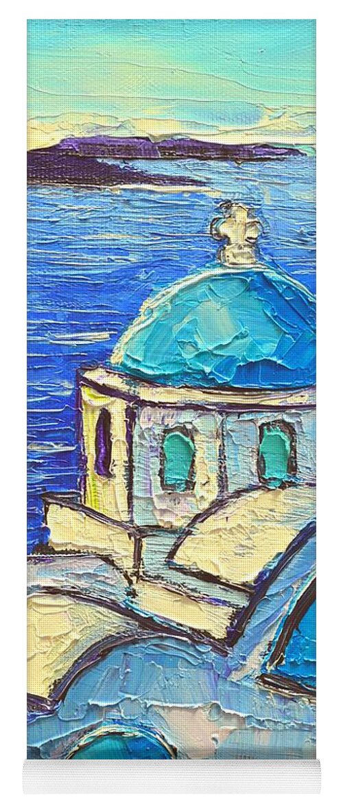 Santorini Yoga Mat featuring the painting Santorini Blue by Ana Maria Edulescu