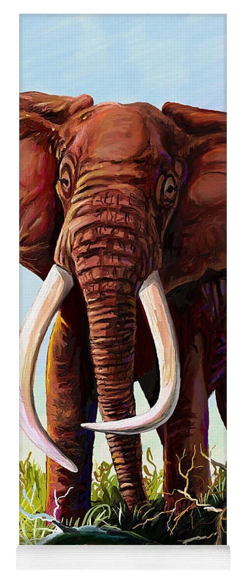 Elephant Yoga Mat featuring the painting Satao II - The Elephant by Anthony Mwangi