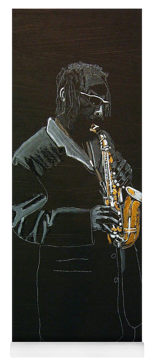 Sax Yoga Mat featuring the painting Sax Player by Richard Le Page