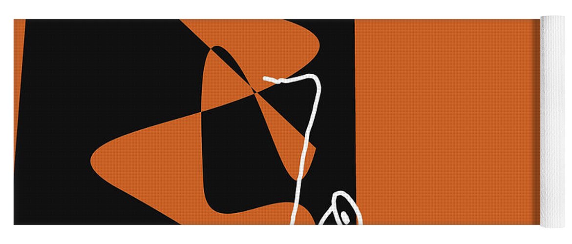 Jazzdabri Yoga Mat featuring the digital art Saxophone in Orange by David Bridburg