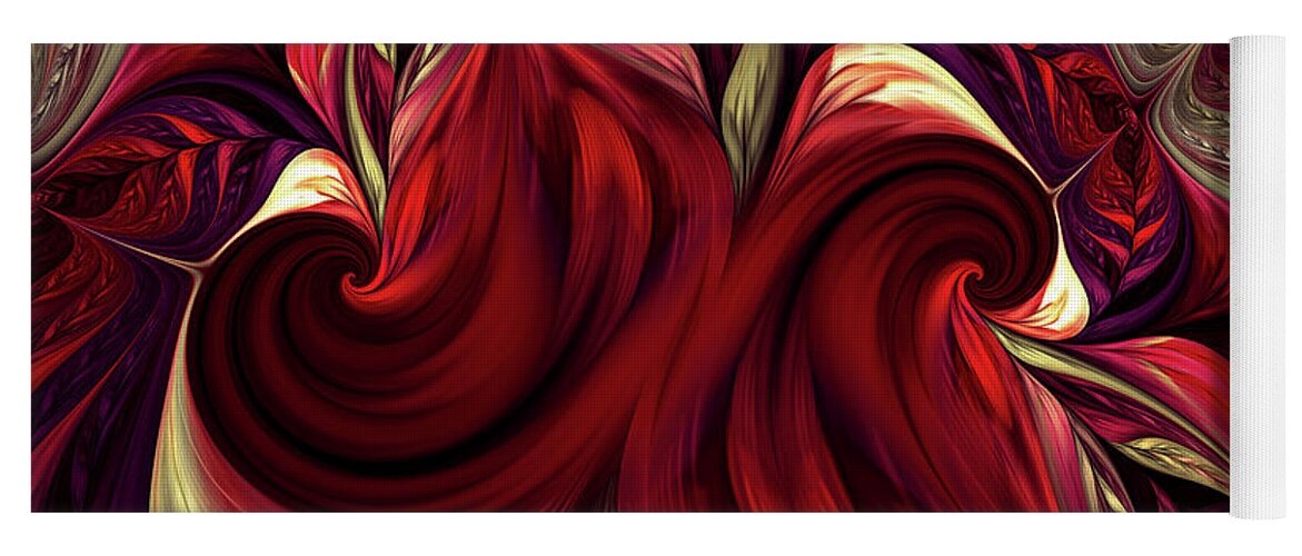 Swirl Yoga Mat featuring the digital art Scarlet Red by Deborah Benoit