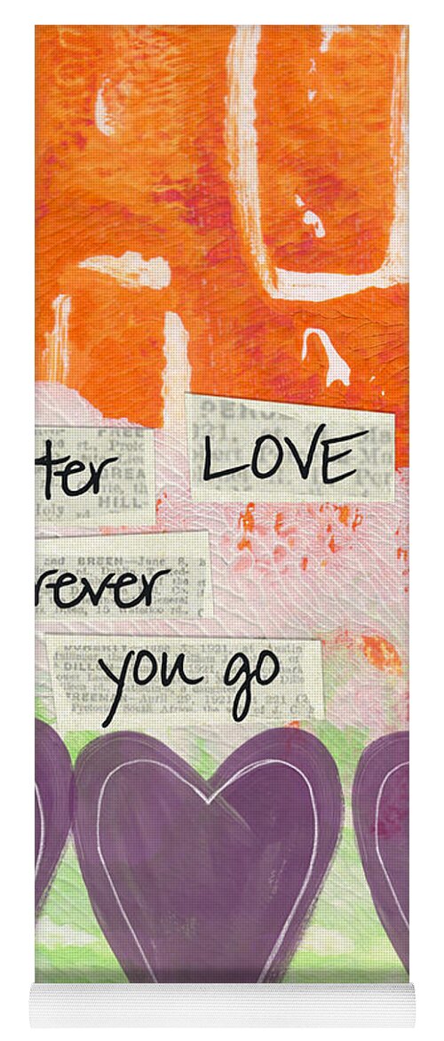 Abstract Yoga Mat featuring the mixed media Scatter Love by Linda Woods