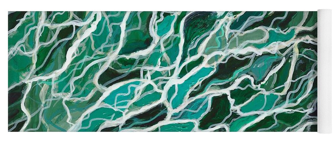 #abstract Yoga Mat featuring the painting Scattered Waves by Allison Constantino