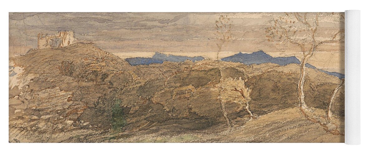 Samuel Palmer Yoga Mat featuring the painting Scene in Wales by Samuel Palmer