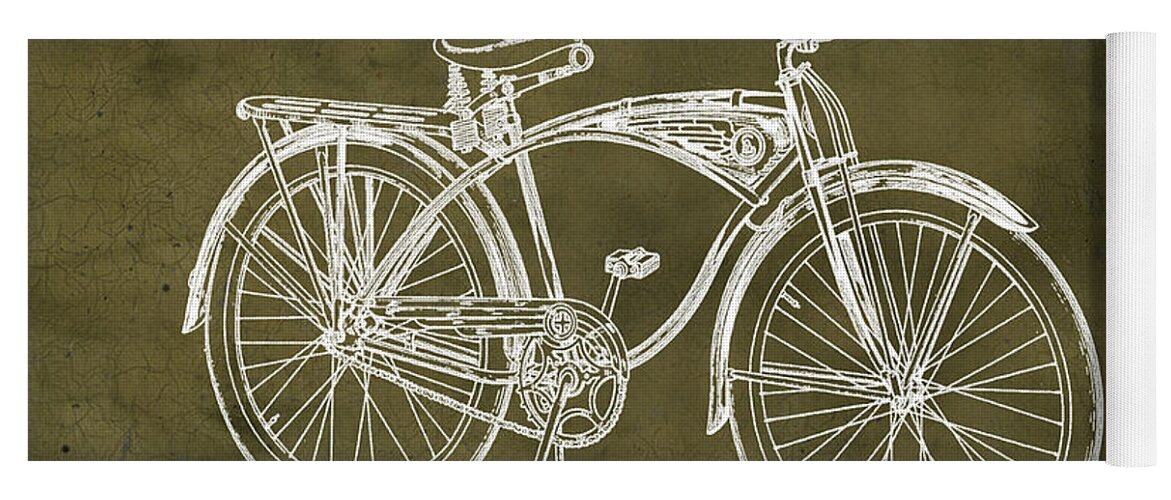 Schwinn Yoga Mat featuring the photograph Schwinn Bicycle 1939 Patent Grunge by Bill Cannon