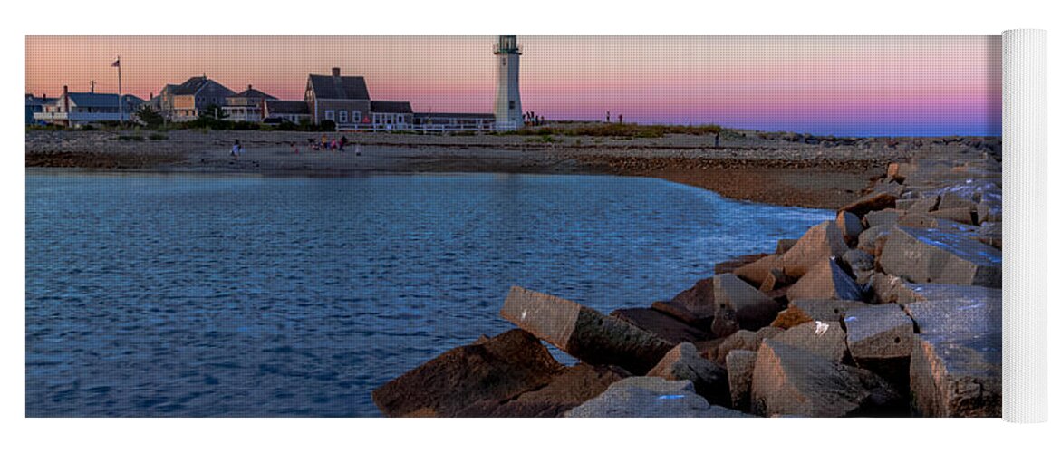 Scituate Yoga Mat featuring the photograph Scituate Lighthouse Sunset by Brian MacLean