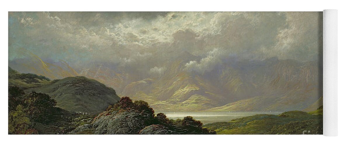 Scottish Yoga Mat featuring the painting Scottish Landscape by Gustave Dore