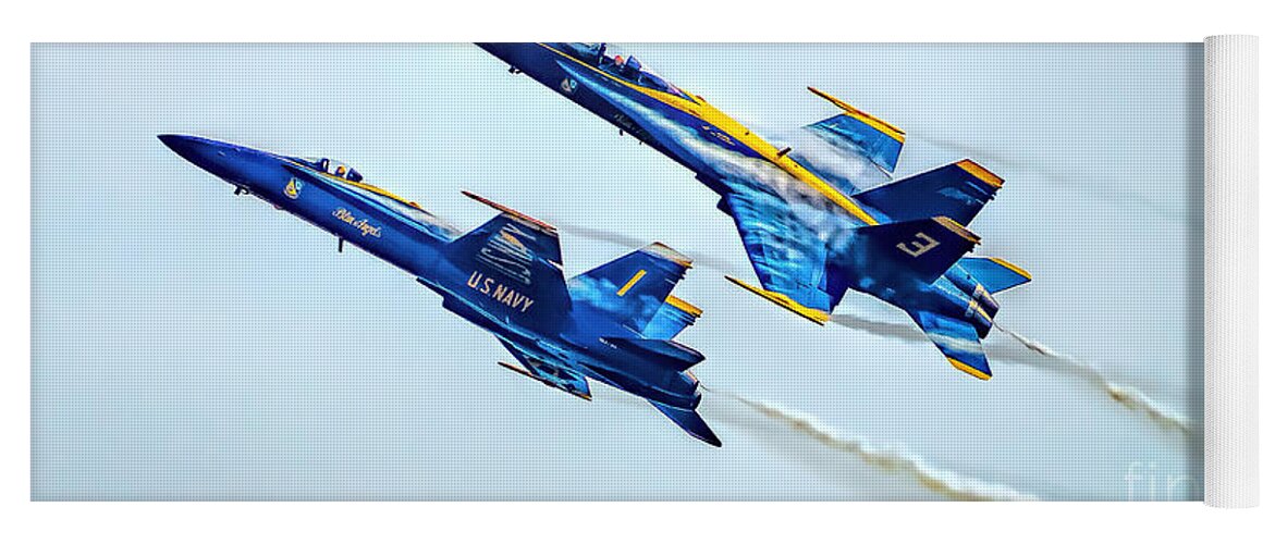 Air Yoga Mat featuring the photograph Screaming Blue Angles by Nick Zelinsky Jr