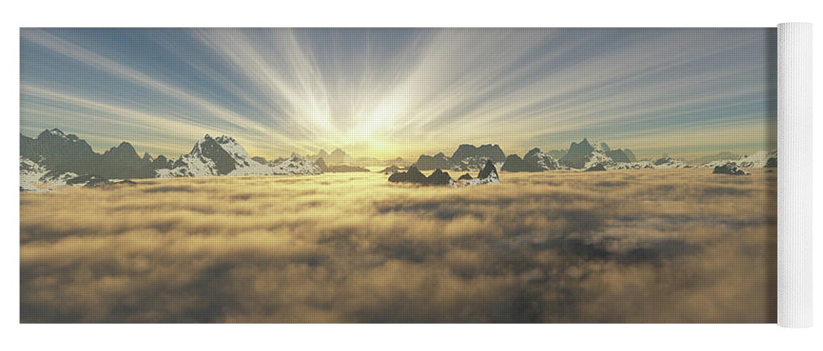 3d Illustration Yoga Mat featuring the digital art Sea of clouds by Erik Tanghe