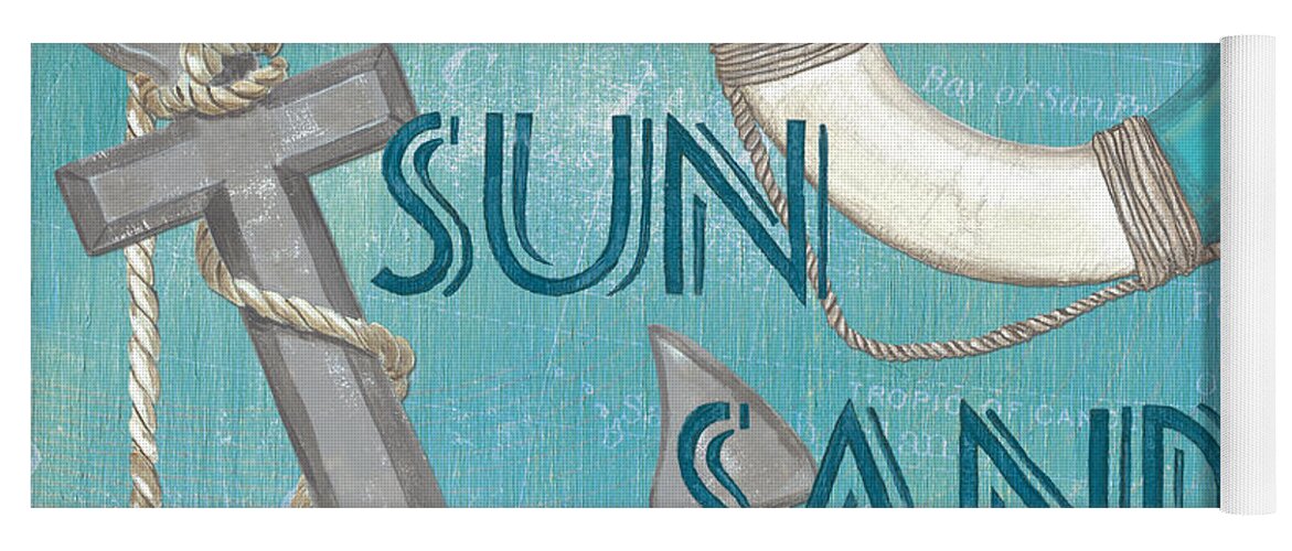 Sun Yoga Mat featuring the painting Sea Sun Sand by Debbie DeWitt