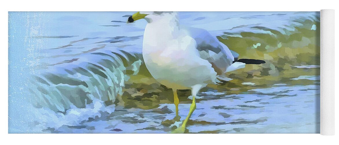 Animals Yoga Mat featuring the digital art Seagull by Nina Bradica