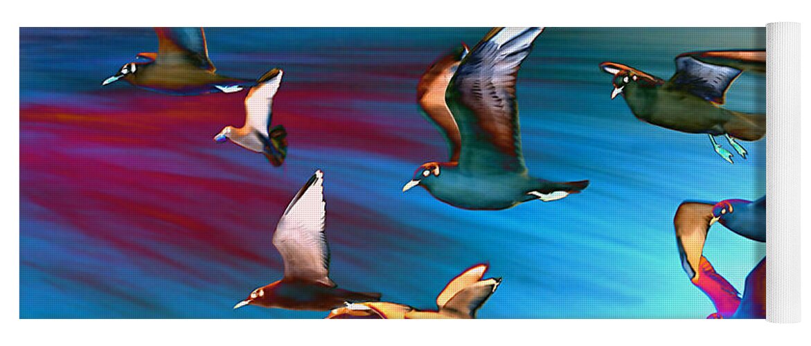 Seagull Yoga Mat featuring the painting Seagulls by Jacky Gerritsen